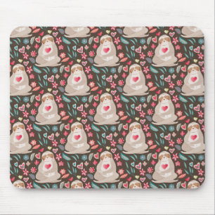Valentine Sloth Pattern Mouse Pad
