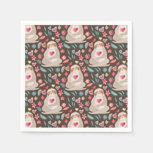Valentine Sloth Pattern Napkin
