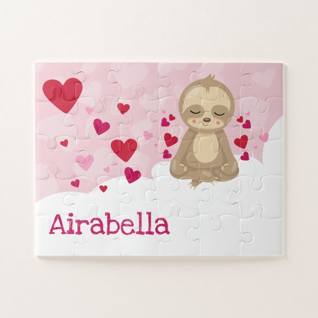 Valentine Sloth Personalized Jigsaw Puzzle (Horizontal)