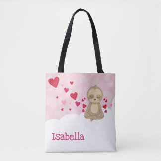 Valentine Sloth Personalized Tote Bag