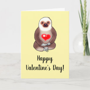Valentine Sloth with Glowing Heart Card
