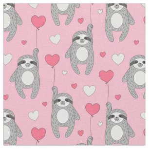 Valentine Sloth with Pink Hearts Fabric
