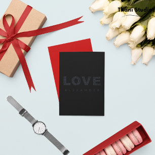 Valentine Smooth Black Modern Simple Typography Holiday Card
