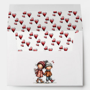 Valentine Snow Walk – Whimsical Kids Envelope