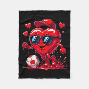 Valentine Soccer Heart Drip Sport Love Valentines Fleece Blanket
