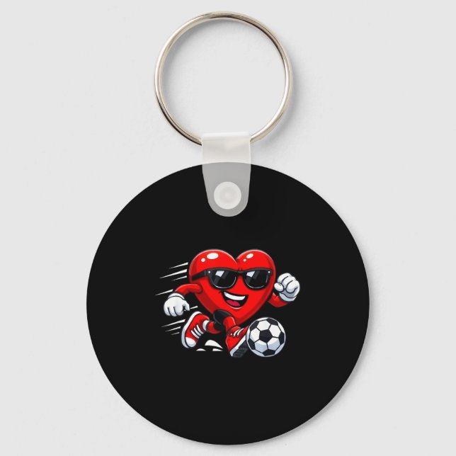 Valentine Soccer Heart Drip Srt Love Valentines Da Keychain (Front)