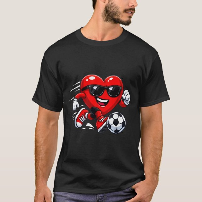 Valentine Soccer Heart Drip Srt Love Valentines Da T-Shirt (Front)