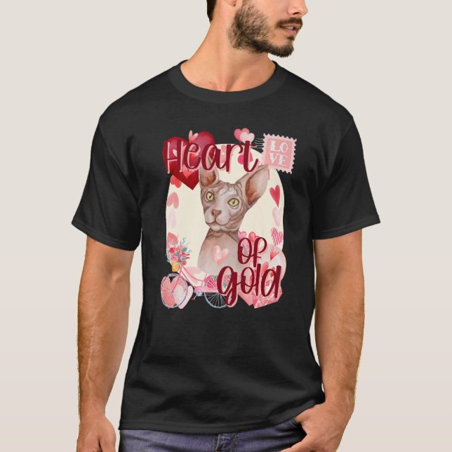 Valentine Sphynx Cat Simply Cute Southern Colours  T-Shirt (Front)