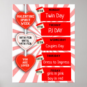 Valentine spirit week poster