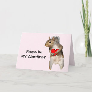 Valentine Squirrel with Heart Holiday Card