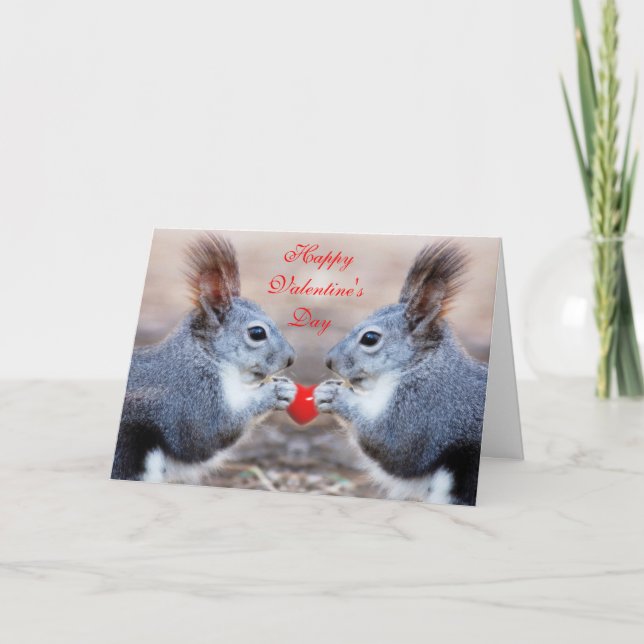 Valentine Squirrels - Happy Valentine's Day Card (Front)