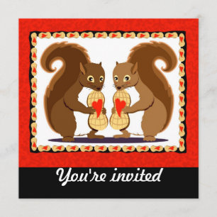 Valentine squirrels invitation