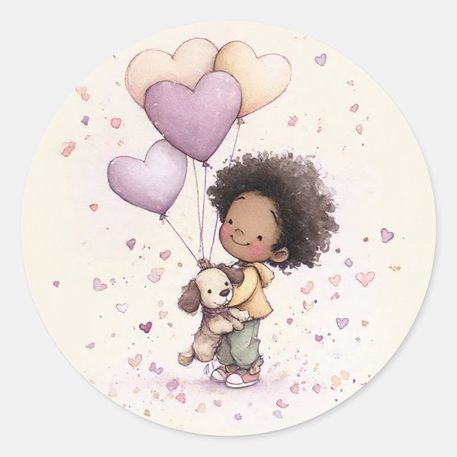 Valentine Stickers – African American Toddler (Front)