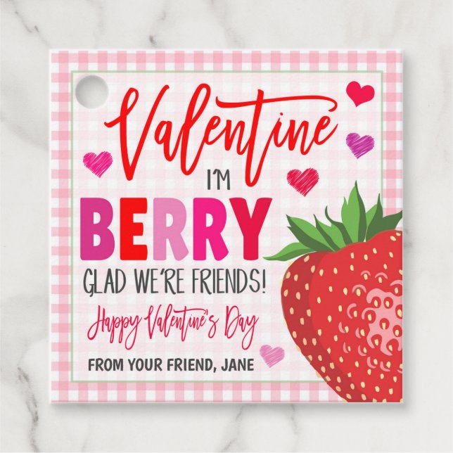 Valentine Strawberry Gift Tag (Front)