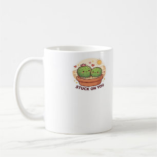 Valentine Stuck On You Cute Cactus Couple Love Pla Coffee Mug