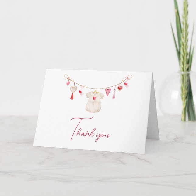 Valentine Sweetheart Baby Shower  Thank You Card (Front)