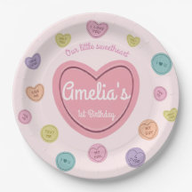  Valentine Sweetheart Candy Birthday Paper Plates