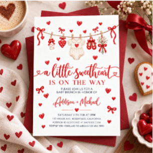 Valentine Sweetheart Red and Cream Baby Shower Invitation