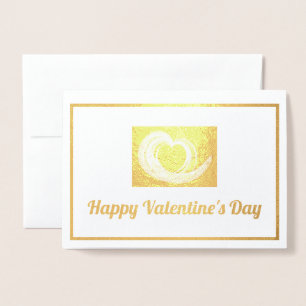 Valentine Swirl Fractal Art Heart Gold and Purple Foil Card