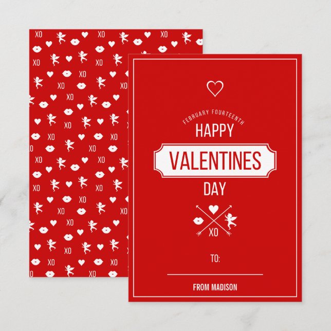 Valentine Symbols Classroom Valentine Card (Front/Back)