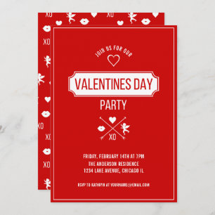 Valentine Symbols Valentine's Day Party Card