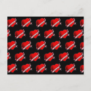 Valentine Tattoo Hearts Holiday Postcard