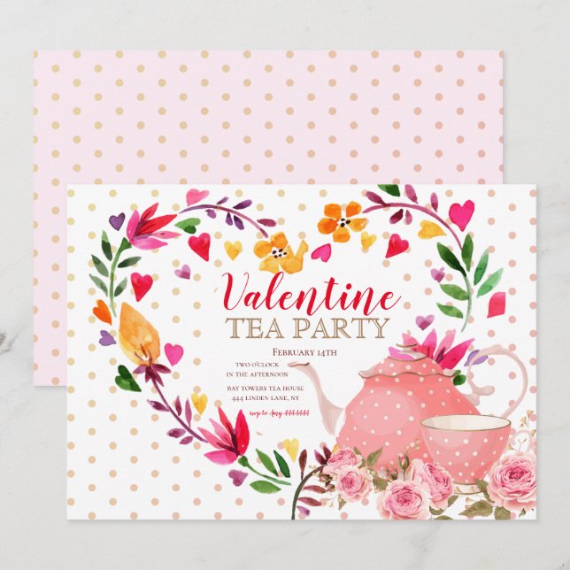 Valentine Tea Party Invitation (Front/Back)