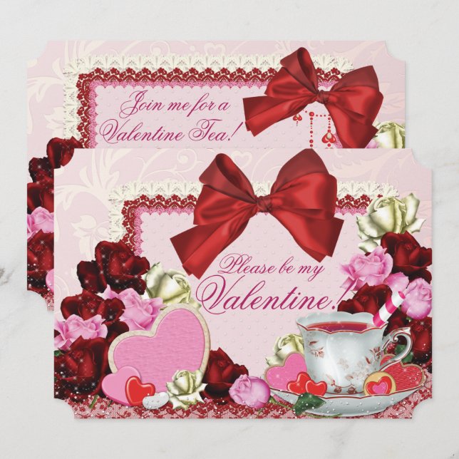 Valentine Tea Party Invitations (Front/Back)