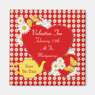 Valentine Tea Party Save the Date Magnets