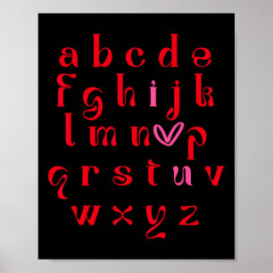 Valentine Teacher Alphabet Abc I Love U Heart Wome Poster