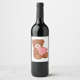 Valentine Teddy Bear Wine Label