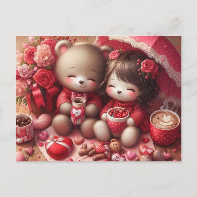 Valentine teddy bears postcard (Front)