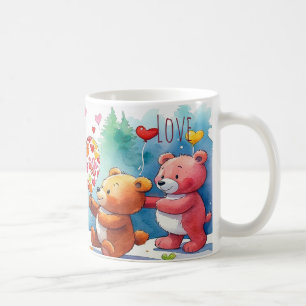 Valentine Teddy Bears Sharing Heart Shaped Candies Coffee Mug