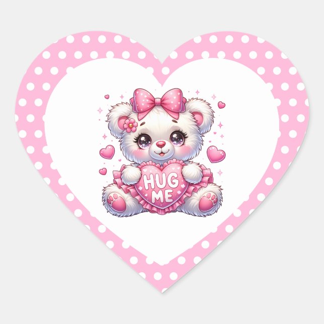 Valentine Teddy Heart Stickers (Devant)