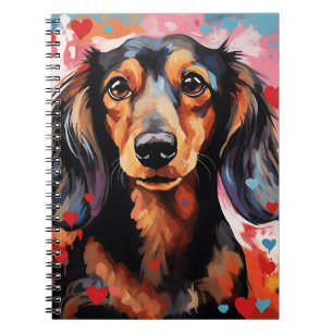 VALENTINE THEMED DACHSHUND DOG WITH HEARTS NOTEBOOK