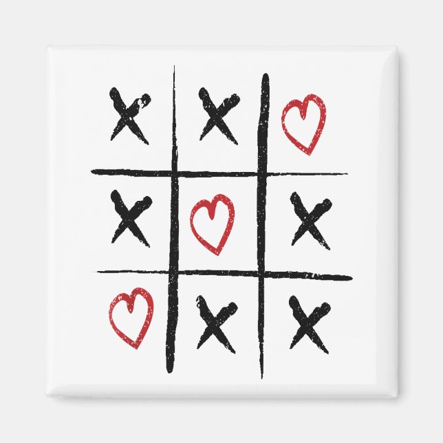 Valentine Tic Tac Toe Hearts Day Magnet (Front)