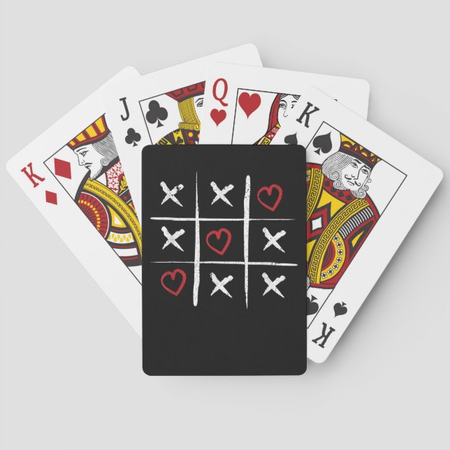 Valentine Tic Tac Toe Hearts Valentines Day Valent Playing Cards (Back)