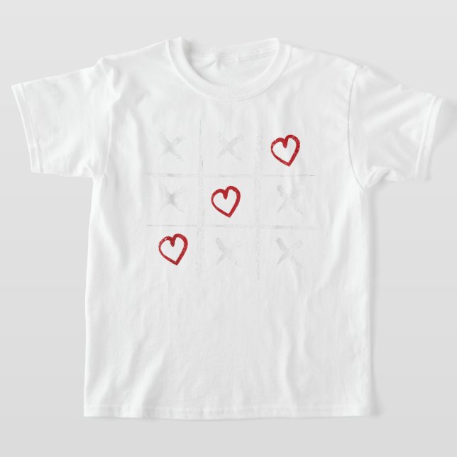 Valentine Tic Tac Toe Hearts Valentines Day Valent T-Shirt (Laydown)