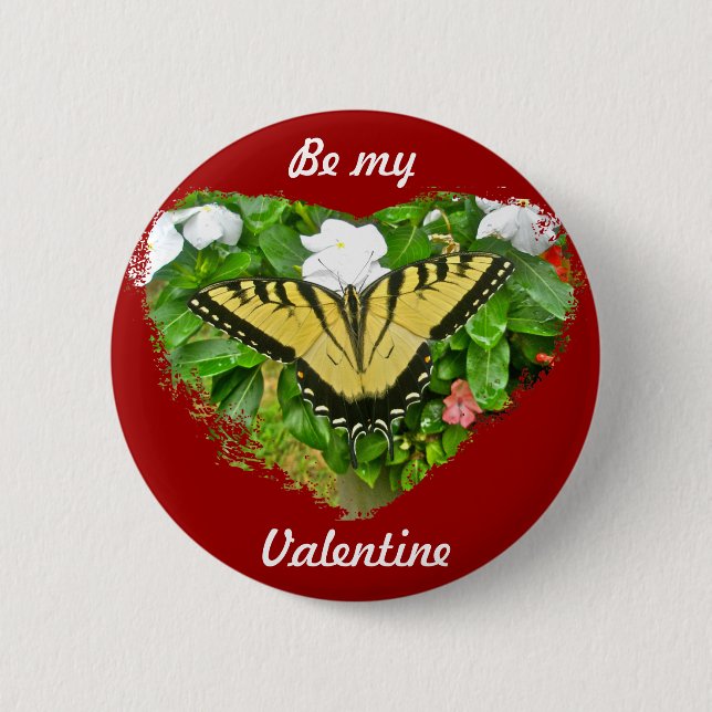 Valentine Tiger Swallowtail Butterfly Items 2 Inch Round Button (Front)