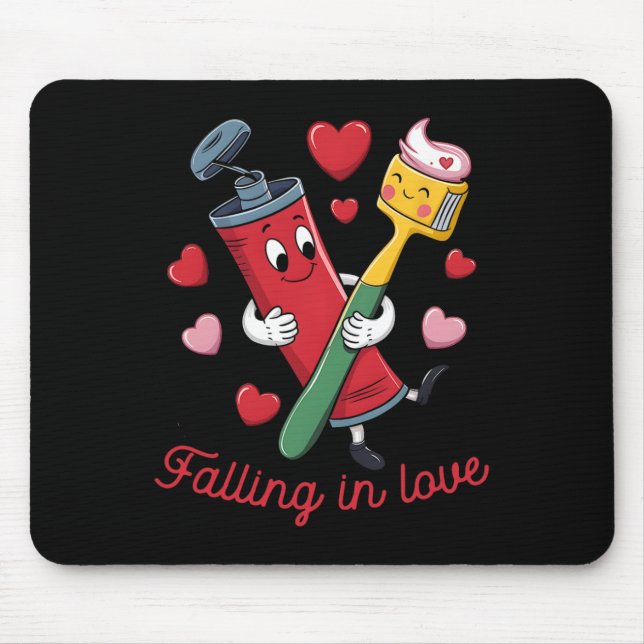 Valentine Toothpaste Love Toothbrushes Falling Inl Mouse Pad (Front)