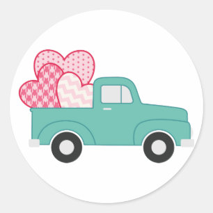 Valentine Truck Classic Round Sticker