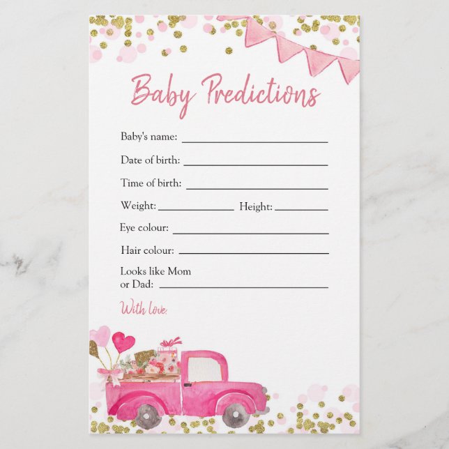Valentine Truck Sweetheart Baby Predictions (Front)