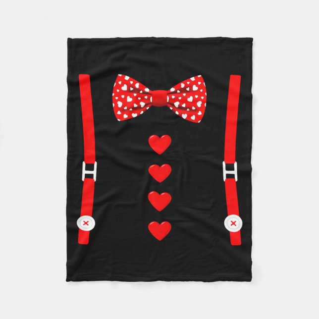 Valentine Tuxedo Heart Outfit Funny Love  Fleece Blanket (Front)