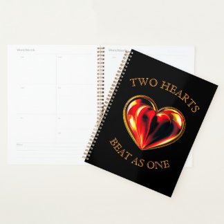 Valentine Two Hearts Beat As One Twin Flame Black Planner