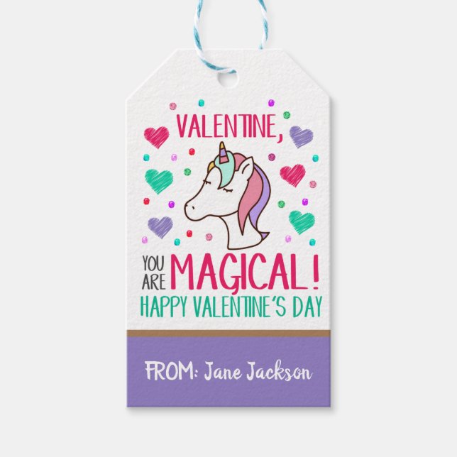Valentine Unicorn Gift Tag (Front)