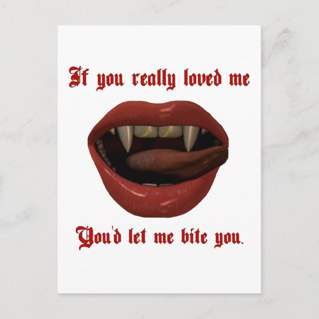 Valentine Vampire Let Me Bite You Goth Love Postcard (Front)