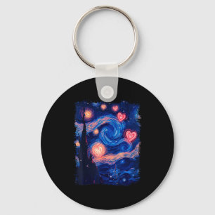 Valentine Van Gogh Starry Night Heart Matching Cou Keychain