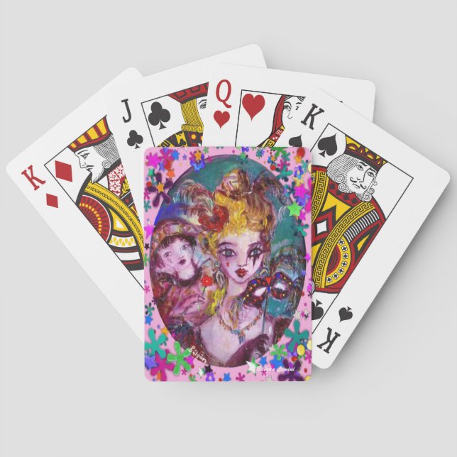 VALENTINE VENETIAN MASQUERADE MASKS AND  CONFETTI PLAYING CARDS (Back)