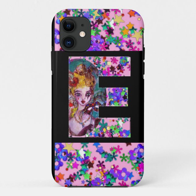 VALENTINE VENETIAN MASQUERADE MONOGRAM E LETTER Case-Mate iPhone CASE (Back)