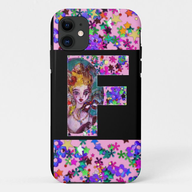 VALENTINE VENETIAN MASQUERADE MONOGRAM F LETTER Case-Mate iPhone CASE (Back)